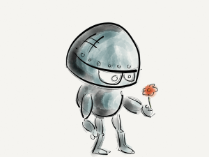 Robot holding a rose