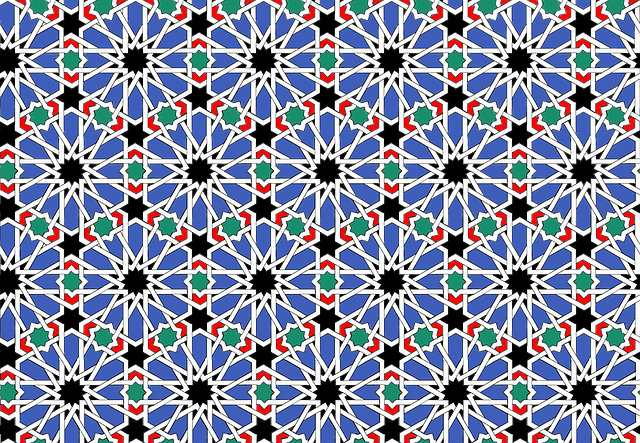A colourful repeating geometric pattern