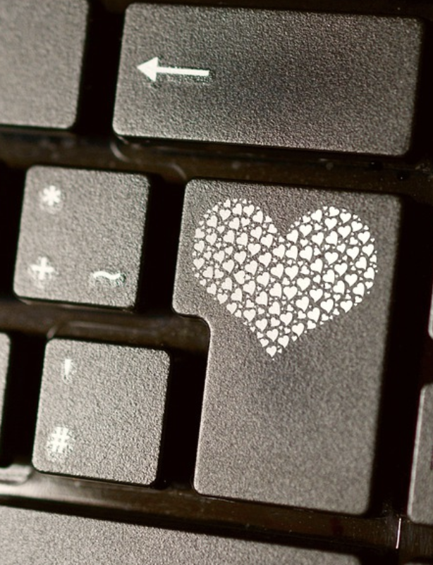 A heart icon on a computer keyboard