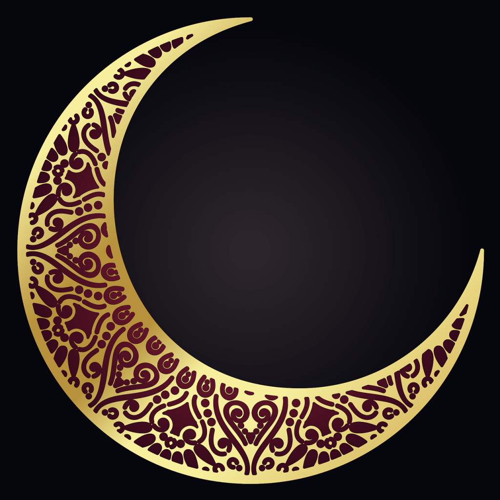 An Arabic pattern on a crescent moon