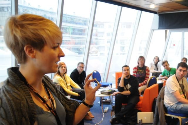 Woman talking to an audience