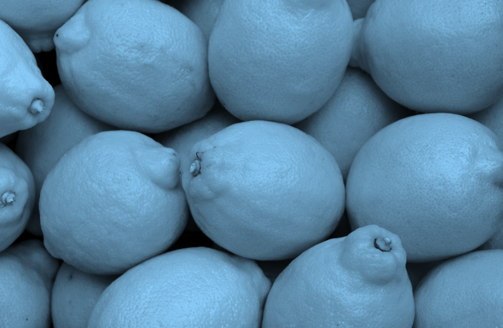 A bunch of lemons turned blue