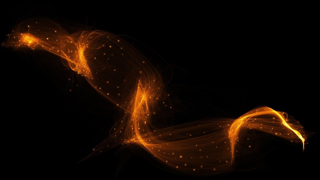 A wave of bright specks sparking with light