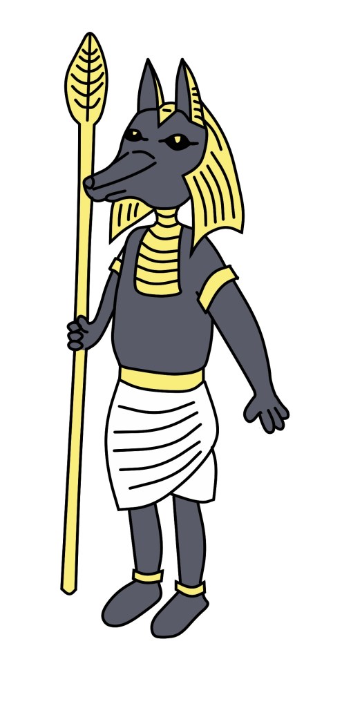 A cartoon of an egyptian god