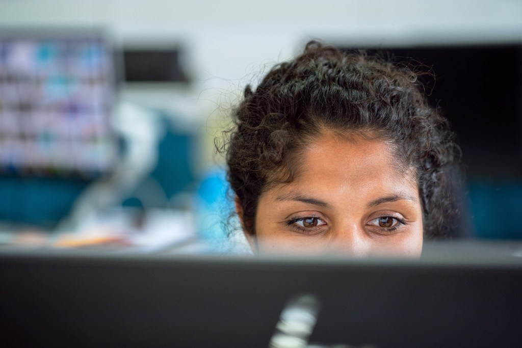 Female engineer working at a computer