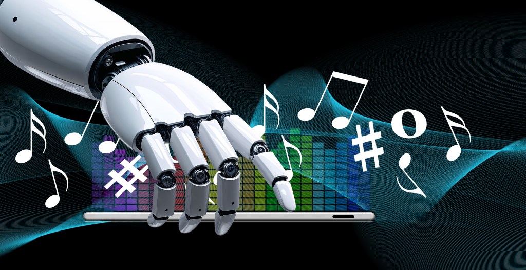 A robot playing a keyboard