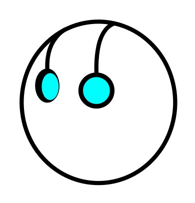 A robot head, after Roz with only two circular eyes. 
